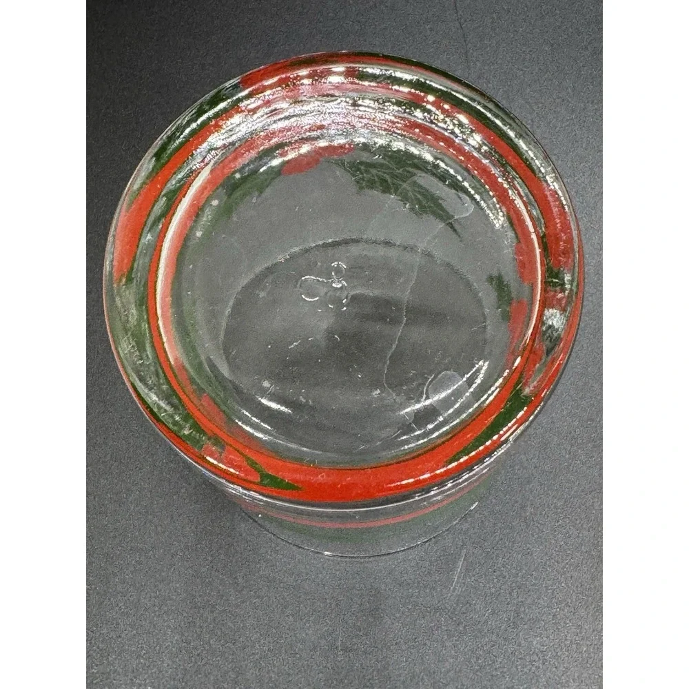 3 Libbey Holly & Berries Christmas Curved Flared Old Fashioned Glasses 10oz‎